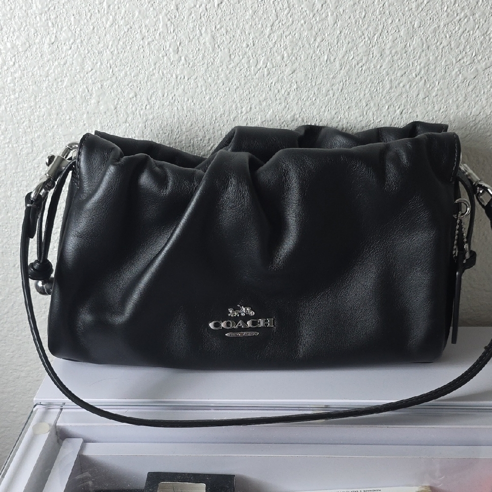 Coach Black Leather Shoulder Bag Faye